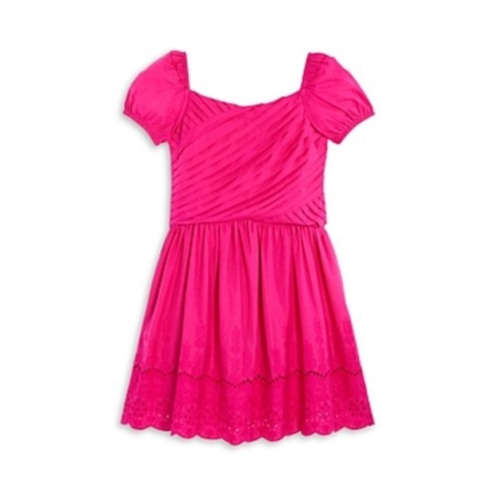 BCBGirls Girl's Rose Pleated Eyelet a Line Dress Size 14‎